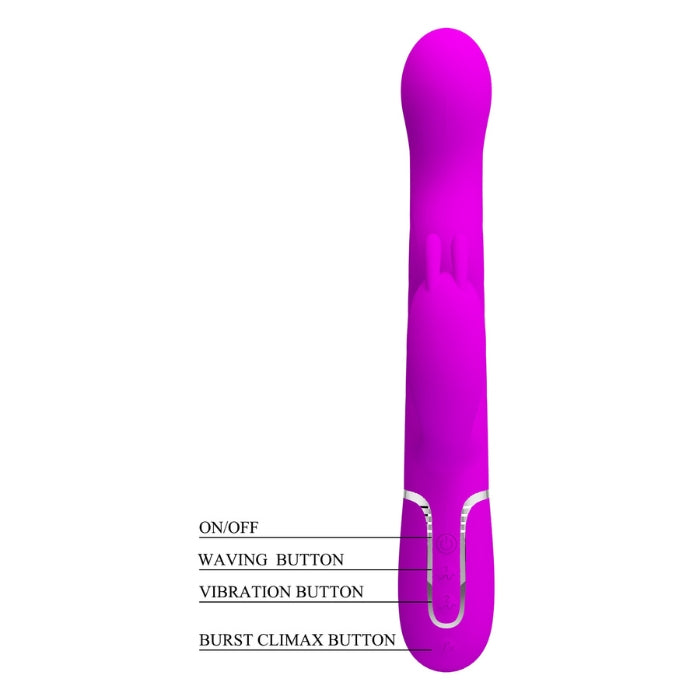 Pretty Love Laursen waving vibrator in vibrant purple silicone