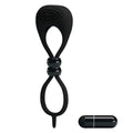 Pretty Love Locker black silicone cock ring with ball harness and beads