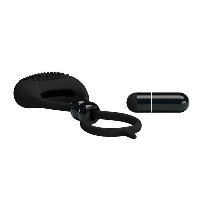 Pretty Love Locker black silicone cock ring with ball harness