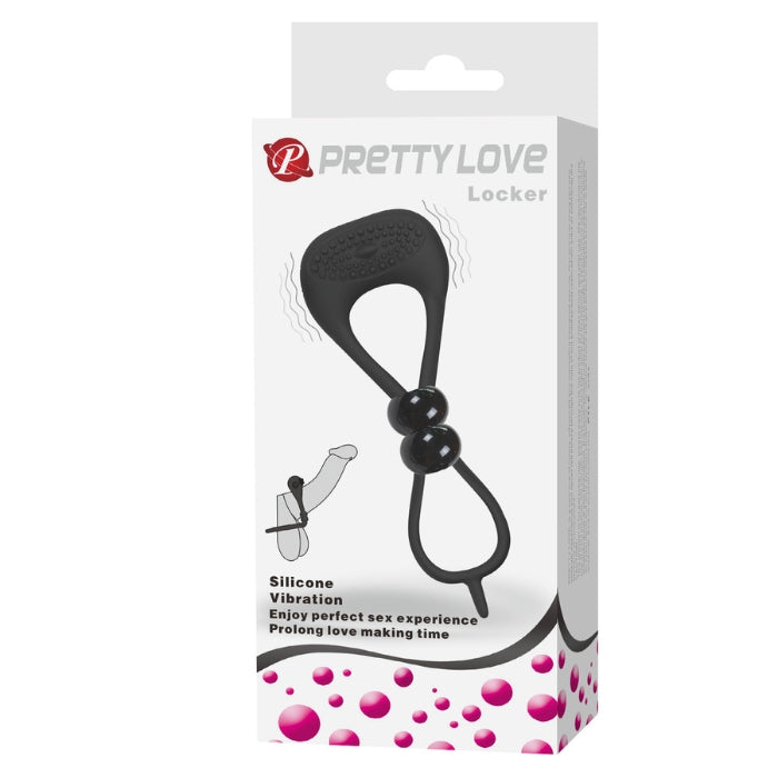 Pretty Love Locker black silicone ball harness with 3 beads