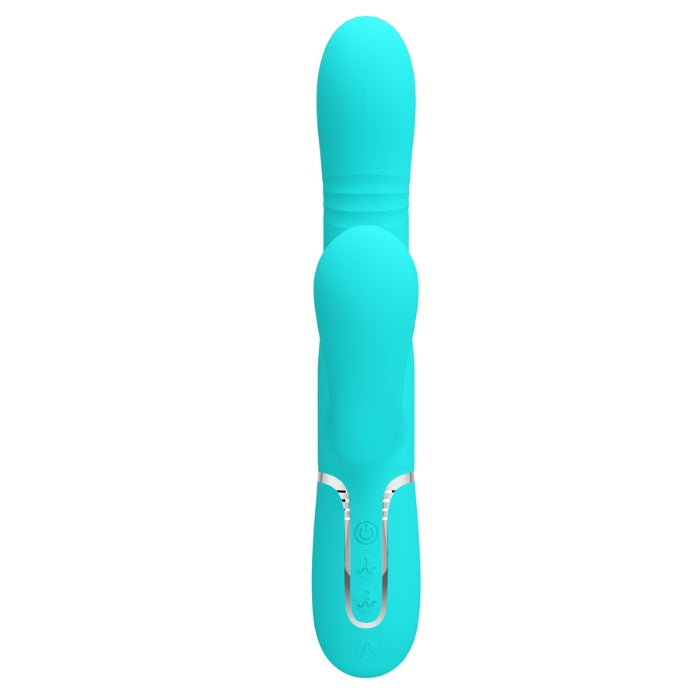 Pretty Love Mariana rabbit vibrator in aqua with turquoise silicone and silver accents