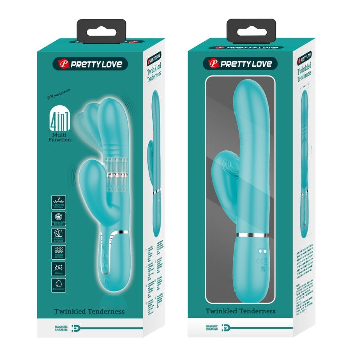 Pretty Love Mariana rabbit vibrator with teal dual stimulation and magnetic charging
