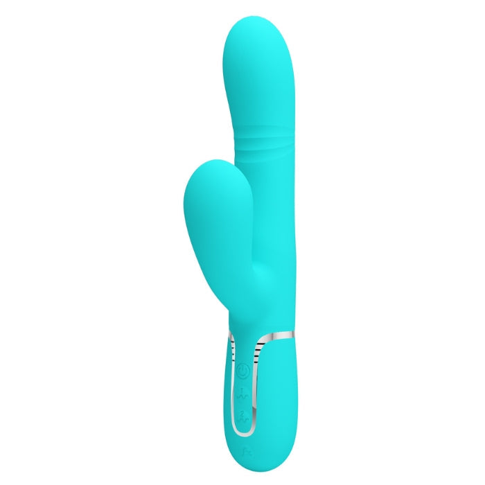 Pretty Love Mariana aqua rabbit vibrator with turquoise silicone and dual stimulation