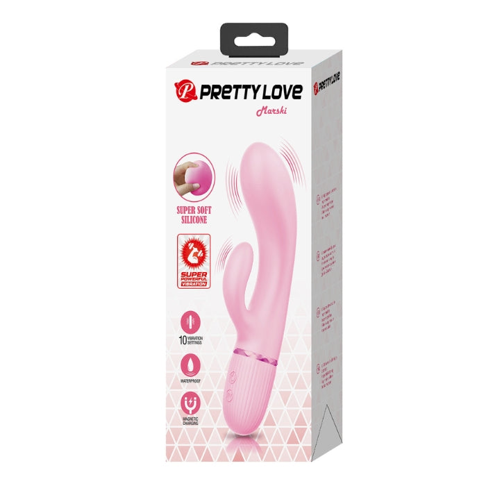 Pretty Love Marski rabbit vibrator in baby rose velvet silicone