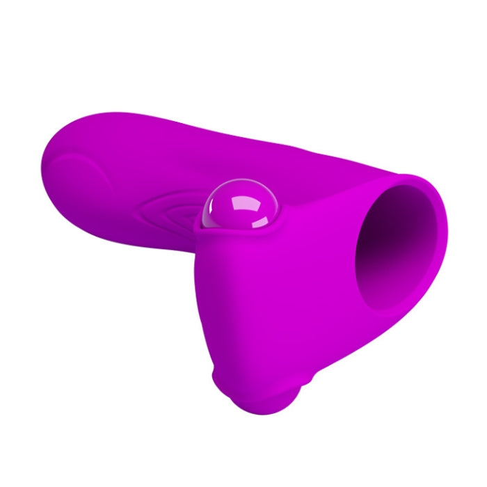 Pretty Love Maxwell mini pink finger sleeve vibrator with purple silicone design