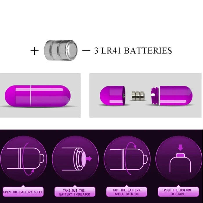 Pretty Love Maxwell mini pink finger sleeve vibrator with purple battery components
