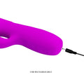 Pretty Love Melanie thrusting rabbit vibrator in pink, purple silicone, USB rechargeable