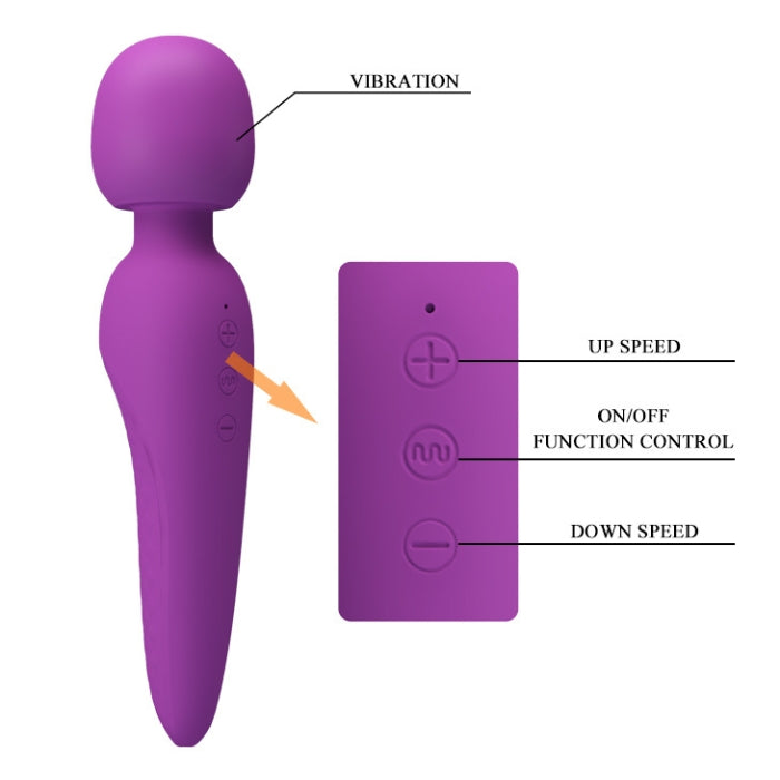 Pretty Love Meredith purple silicone wand massager with remote