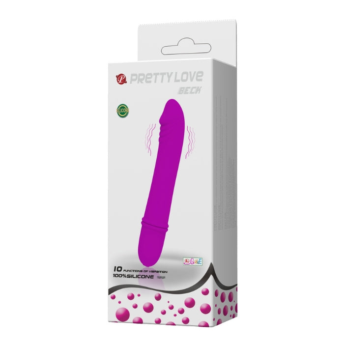 Luxury silicone G-spot vibrator is equipped to provide you with incredible pleasure night after night. The shape of this sleek and stylish toy is smooth and slightly curved with a penis-like head to ensure perfect G-spot and clitoral stimulation. The handle is easy to hold during use and gives the toy a beautiful look. This massager offers 10 functions of vibration intensities for you to choose from. Takes 1 AAA battery (not included).