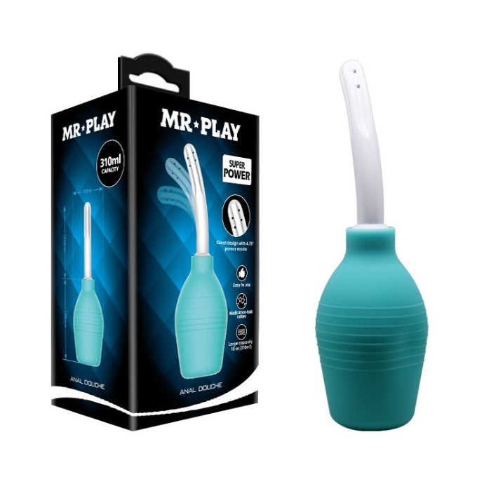This 310ml anal douche has a multi-directional spray that cleanses your inner walls all around when you squeeze the silicone bulb. The flat-bottomed design means this douche can stand upright on its own while the flexible nozzle bends with your body to keep you comfortable as you cleanse back there.