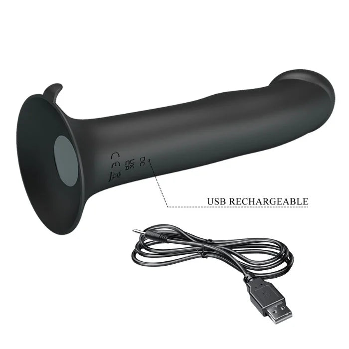 Pretty Love Murray vibrating dildo in black with suction cup and textured grip