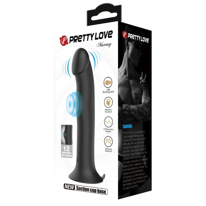 Black Pretty Love Murray vibrating dildo with suction cup base
