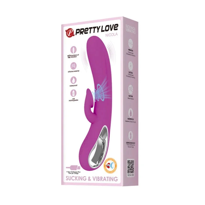 Pretty Love Nicola rabbit vibrator with purple silicone and silver base