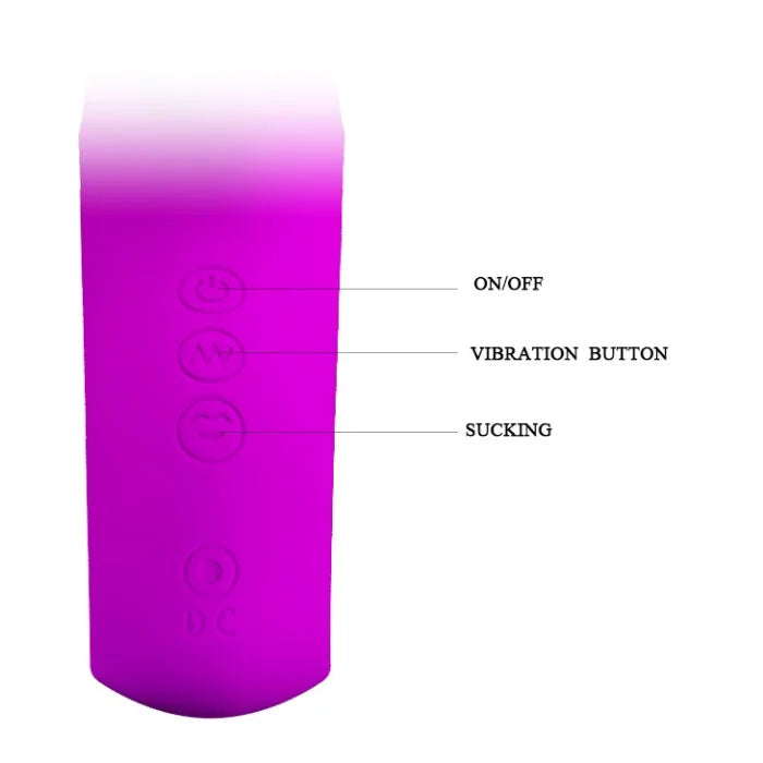 Pretty Love Nicola Rabbit Vibrator and Clitoral Sucker in vibrant pink silicone with embossed buttons