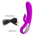 Pretty Love Nicola rabbit vibrator in vibrant purple silicone with USB charging