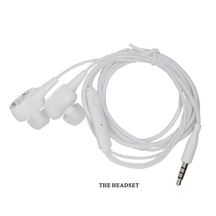 Pretty Love Ozzy Thrusting Vagina Masturbator with white wired earphones, realistic moaning sounds