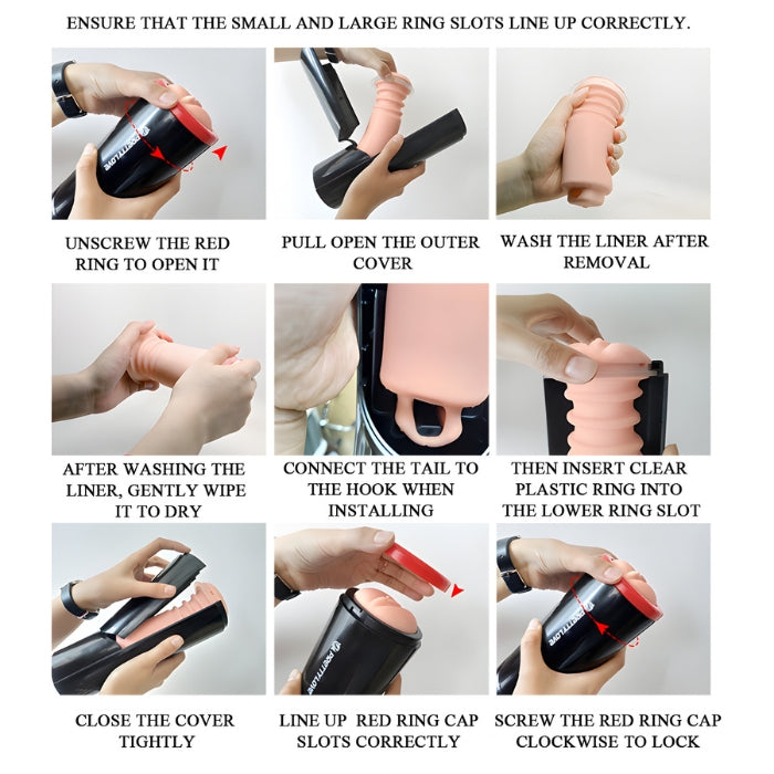 Pretty Love Ozzy thrusting masturbator with pink silicone cock ring and red cap