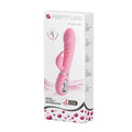 Pink silicone pretty love prescott g spot vibrator with silver accent ring ergonomic design usb rechargeable vibration functions