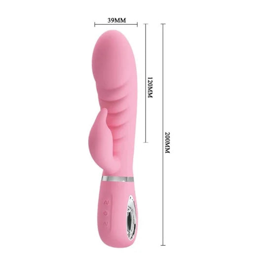 Pink silicone pretty love prescott g spot vibrator with silver accent band vibration functions and usb rechargeable