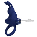 Pretty Love Rabbit vibrating cock ring in blue silicone with glossy finish