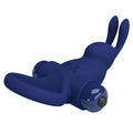 Pretty Love Rabbit vibrating cock ring in blue silicone with glossy rabbit ears