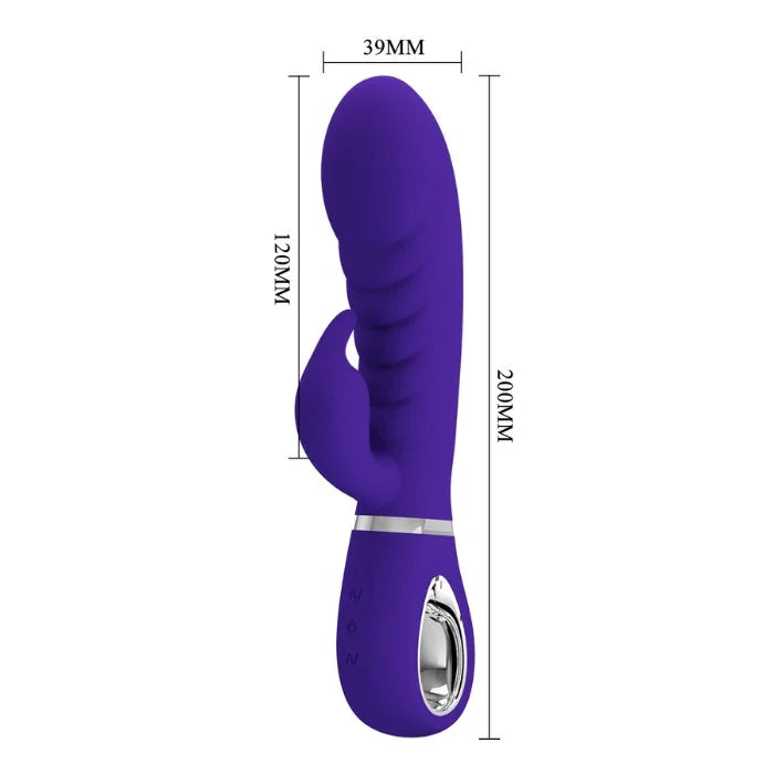Pretty Love rabbit vibrator in Prescott Blue with purple silicone and G-spot head