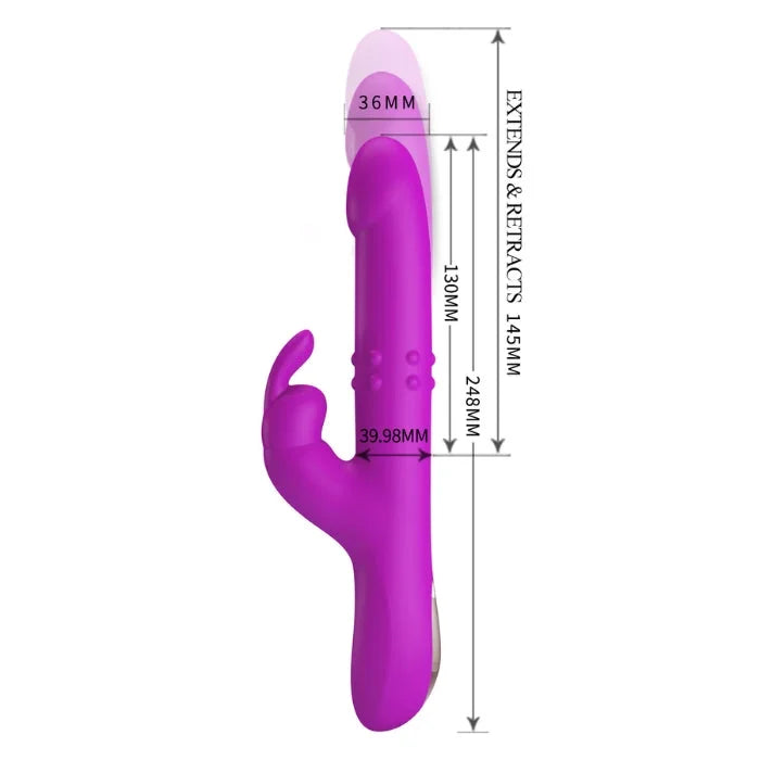 Pretty Love Reese pink thrusting rotating vibrator with purple rabbit design