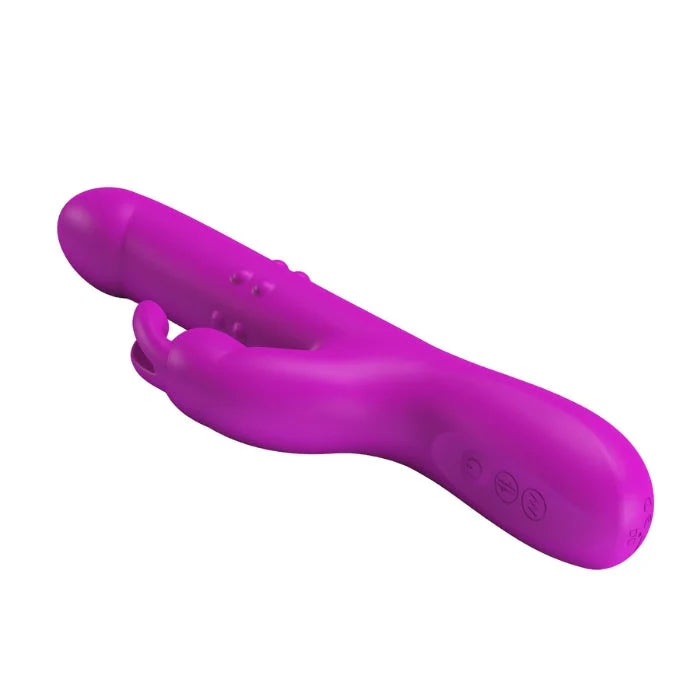 Pretty Love Reese pink thrusting rabbit vibrator with purple silicone grip