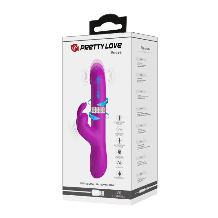 Pretty Love Reese purple rabbit vibrator with thrusting feature