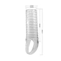 Clear Pretty Love ribbed penis sleeve with silicone finger grip