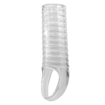 Clear Pretty Love ribbed penis sleeve with silicone finger cover