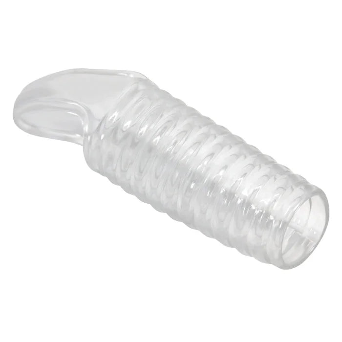 Clear Pretty Love ribbed penis sleeve with nasal cannula cover