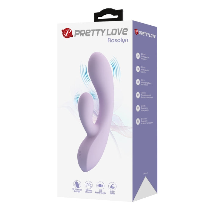 Lilac Pretty Love Rosolyn rabbit vibrator with curved silicone design