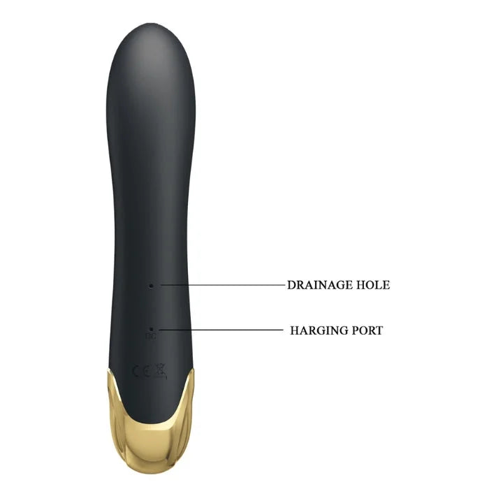 Pretty Love Royal Pleasure black and gold vibrator with medical-grade liquid silicone