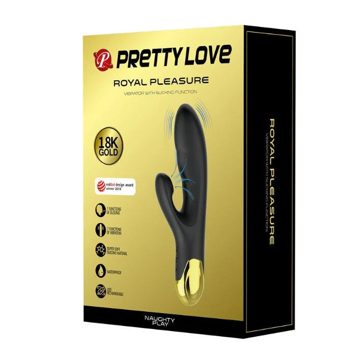 Pretty Love Royal Pleasure Vibrator in black with 18k gold-plated tip