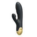 Pretty Love Royal Pleasure black rabbit vibrator in medical-grade liquid silicone and 18k gold-plated zinc