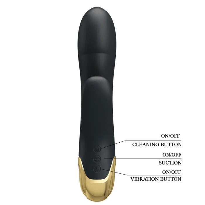 Pretty Love Royal Pleasure black vibrator with gold accents, 18k gold-plated zinc