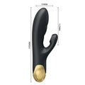Pretty Love Royal Pleasure black vibrator in medical-grade liquid silicone with 18k gold-plated zinc
