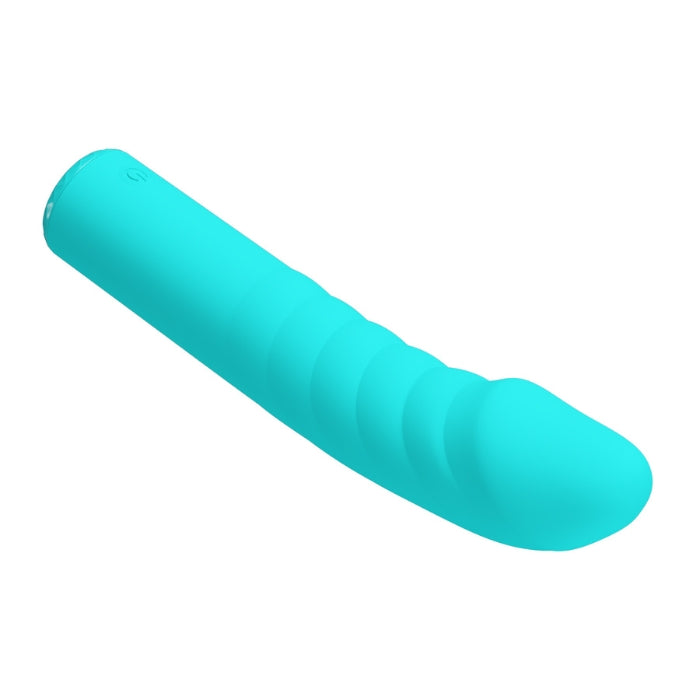 Pretty Love Rylan aqua vibrator with ribbed smooth silicone body