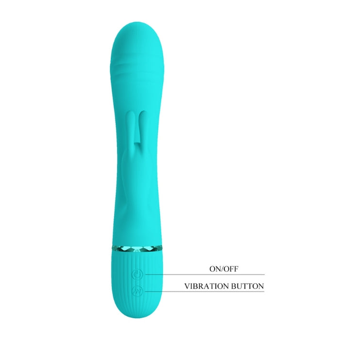 Pretty Love Scocco rabbit vibrator in aqua with teal silicone wand
