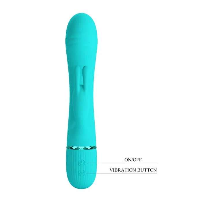 Pretty Love Scocco rabbit vibrator in aqua with teal silicone wand