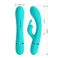 Pretty Love Scocco rabbit vibrator in aqua turquoise silicone with curved design