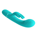 Pretty Love Scocco rabbit vibrator in aqua teal silicone with textured grip