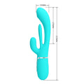Pretty Love Shania rabbit vibrator in aqua with turquoise silicone and extra tongue