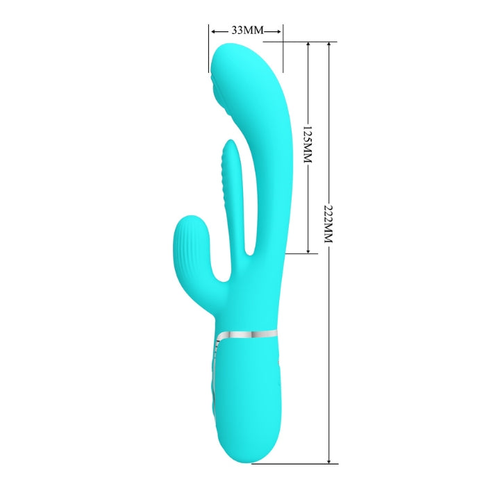 Pretty Love Shania rabbit vibrator in aqua with turquoise silicone and extra tongue