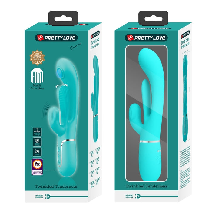 Pretty Love Shania aqua rabbit vibrator with extra tongue design