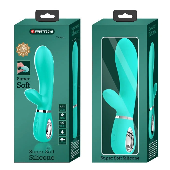 Teal Pretty Love Silicone super soft rabbit-style clitoral stimulator