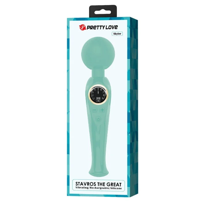 Pretty Love Skyler wand massager in mint green silicone with vibrating dial