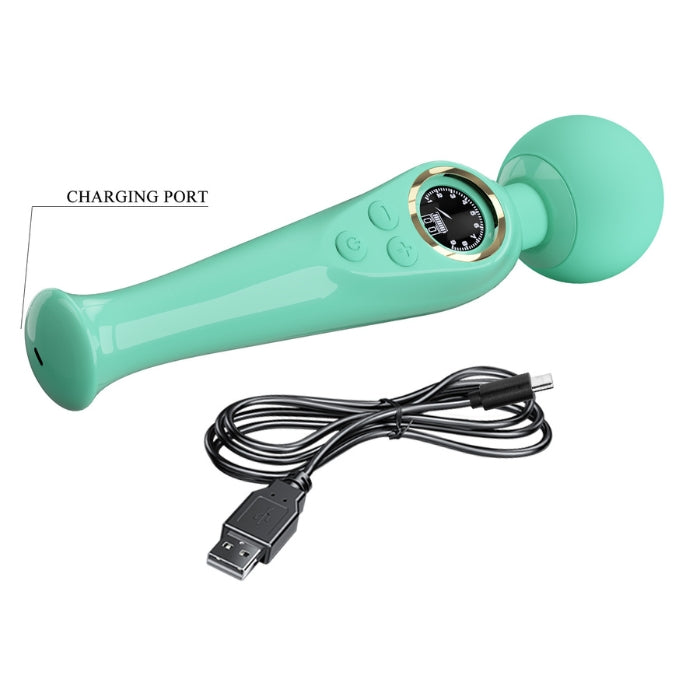 Pretty Love Skyler Wand Massager in mint green silicone with dial