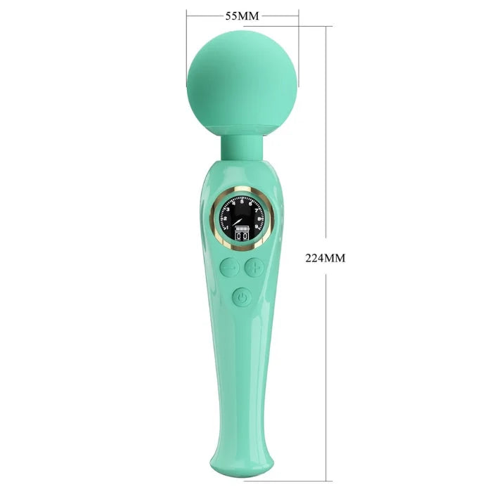 Pretty Love Skyler wand massager in mint green silicone with display